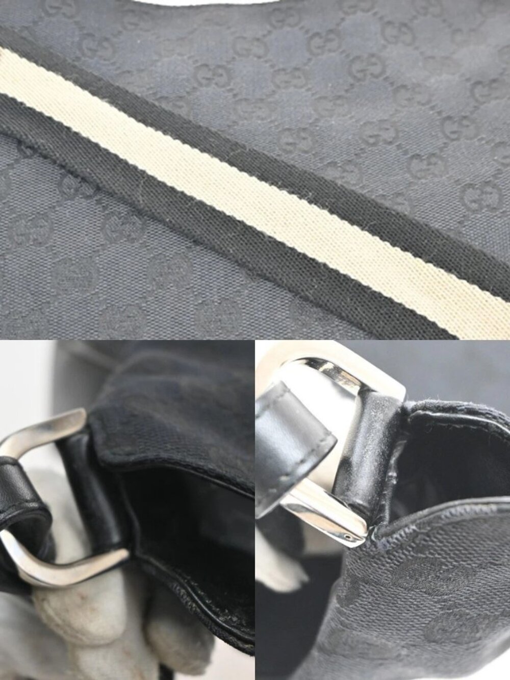 GUCCI GG Pattern Sherry Line Shoulder Bag Canvas Leather Black SHW Italy 32KC939 - Picture 7 of 15